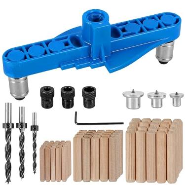 Imagem de QUWUMGD Kit de gabarito de cavilha de 71 peças multifuncional guia de broca autocentrante central preciso linha de cavilha localizador de perfuração portátil com cavilhas de chave e brocas para