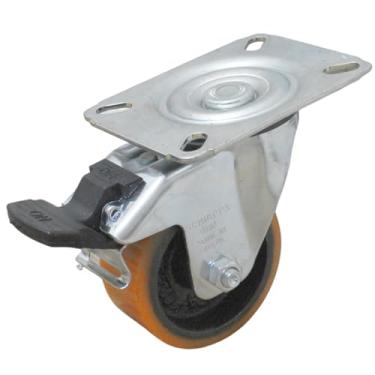 Imagem de Rodízio Giratório 3 Polegadas Série 12 com Placa e Freio Easy Lock – Núcleo em Ferro Fundido e Banda de PU – Suporta 170 kg