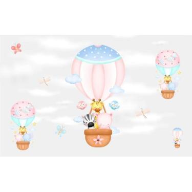 Imagem de Papel de Parede Safari Balão Rosa - ALGIDECOR