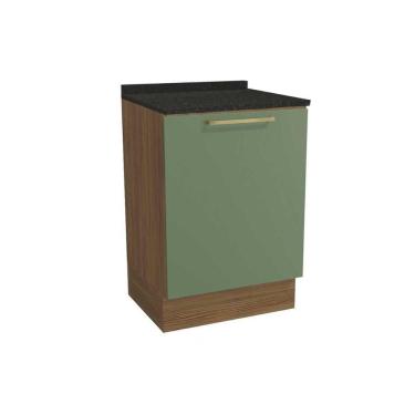 Imagem de Balcão Cozinha P- Cooktop C- Tampo Botanic M629 C- 1 Porta 60cm Nogueira-oliva-preto Brilho - Kappesberg