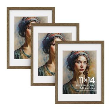 Imagem de Porta-retratos Vivelove 11x14 com tapete 8x10, conjunto de 3 carvalhos