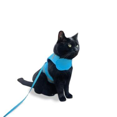 Imagem de CAT SCHOOL Conjunto de coleira e coleira para gatos para caminhadas ao ar livre, treinamento e viagens – Arnês para gatos seguro, macio e confortável com coleira longa para gatos de 3,5 m - Fácil de