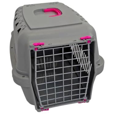 Imagem de Caixa Transporte Pet Grande Pequena Média Cachorros Gatos Coelhos Portinha de Aço(Rosa,Nº 2 - Animais até 10Kg)