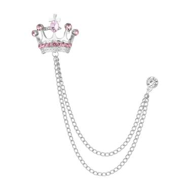 Imagem de Broche de coroa masculino broche de lapela de strass para homens com borla de metal corrente de colarinho alfinetes de terno broche coroa broche de lapela para homens terno de formatura chapéu