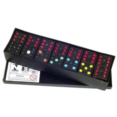 Imagem de Dominó plástico Simples Preto Com Marcas Coloridas