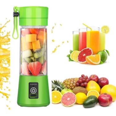 Imagem de Mini Liquidificador Portátil Recarregável USB com Copo – Ideal para Sucos, Shakes, Vitaminas e Mais! (Verde)