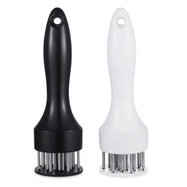 Imagem de Ferramenta de amaciador de carne, 1 par preto e branco, com 21 lâminas de agulha de aço inoxidável ultra afiadas, utensílios de cozinha profissional