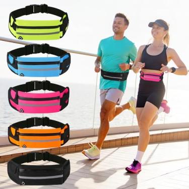 Imagem de Pochete de corrida ultrafina, pochete esportiva, bolsa para celular, bolsa de dinheiro, para corrida, caminhada, ciclismo, acessórios de corrida, rosa, Cintura respirável e impermeável para corrida ao