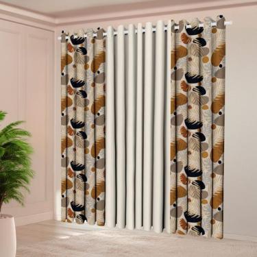 Imagem de Cortina Florata 4,00LX2,20A Estampada para Sala e Quarto Decorativa Fe