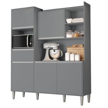 Imagem de Kit Cozinha Compacta 5 Portas 160 Cm Isabel Cinza Reajl Moveis Cinza