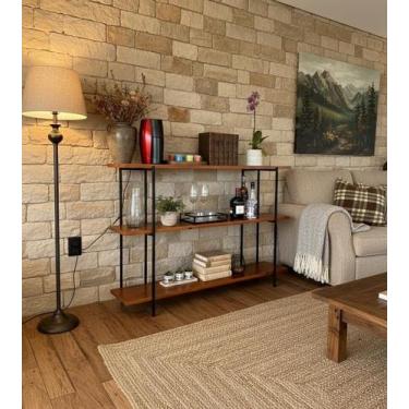 Imagem de Aparador Buffet Madeira Maciça com Base de Ferro  Estilo Contemporâneo