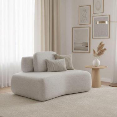 Imagem de Sofá Módulo Canto 175cm Orgânico Sala Berlim Bouclê Cinza Claro K01 - 