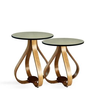 Imagem de Conjunto Mesa Lateral De Canto Pés Cebola Espelhada Preto