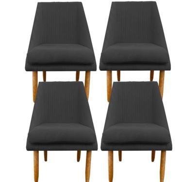 Imagem de Kit 04 Cadeiras Para Sala De Jantar Ana Pés Palito Suede Grafite D'classe Decor