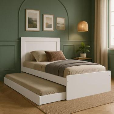 Imagem de Bicama Luara em MDF Branco Resistente c/ Suporte Anti-Ruído - Brumato