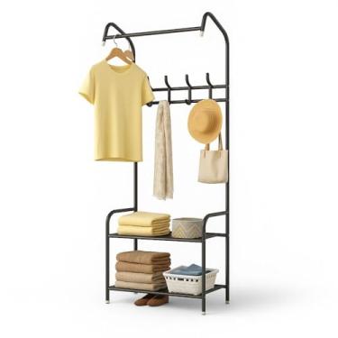 Imagem de Arara Cabideiro 170cm Prateleiras Sapateira Ganchos Multiuso