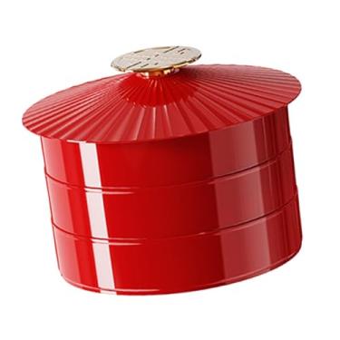 Imagem de IEUDNS Bandeja de servir dividida com tampa, travessa dividida, caixa para lanches, bandeja organizadora de alimentos para entretenimento e festas de, Três Camadas