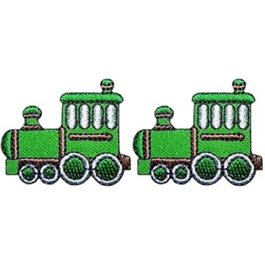 Imagem de Papapatch Conjunto 2 de pequenos mini trem a vapor fofo retrô desenho animado de motor infantil reparação de roupas bolsas decalque aplique decorativo ferro costurado em remendos bordados (TRAIN-02