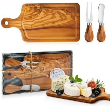 Imagem de Ziliny 1 conjunto de prêmios de chá de bebê, queijo, tábua quadrada de madeira, para presente, facas, garfos, etiquetas de agradecimento com caixa para convidados para Dia dos Namorados, chá de bebê