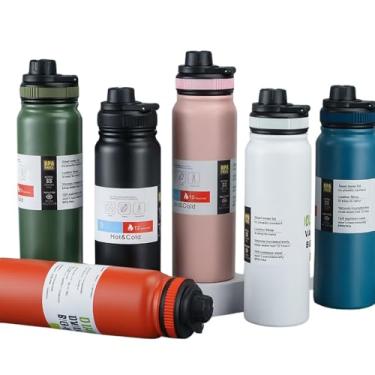 Imagem de Garrafa Térmica De Água Inox Com Alça E Bico 800ml Mantém Temperatura Até 12h Para Academia Escritório E Viagem (Vermelha)