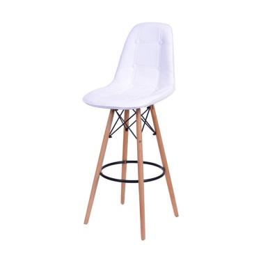Imagem de Banqueta Boxbit Dkr Eames Botonê Branca Base Madeira