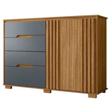 Imagem de Comoda Texas 4 Gavetas 2 Portas 147 Cm Freijo Cinza Moval