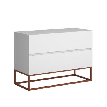 Imagem de Kit 2 Mesas Para Cabeceira Industrial Base Cobre Branco