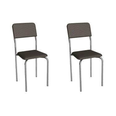 Imagem de Cadeira Sala De Jantar Ibiza 2c133cr Aço Kit 2 Un Cromado/ano Marrom - Kappesberg