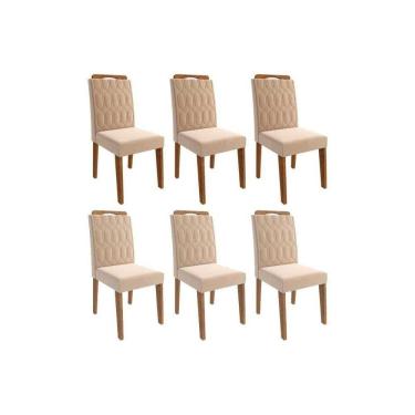 Imagem de Kit 6 Cadeiras Sala Jantar Paola Wood 6 Un Carvalho-suede Nude Bege - Cimol
