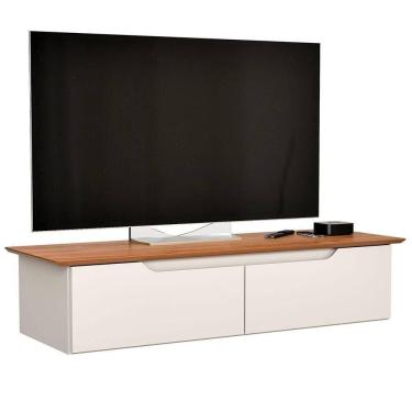 Imagem de Rack Aparador Suspenso Com 2 Portas Flop Off White/freijó