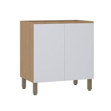 Imagem de Balcão De Cozinha 80cm 2 Portas Sem Tampo Slim Luciane Móvei Freijó/cinza Cristal