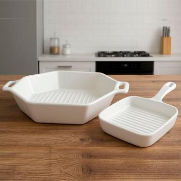 Imagem de Travessas Petisqueira Assadeira Restaurante Servir Jogo 2pçs