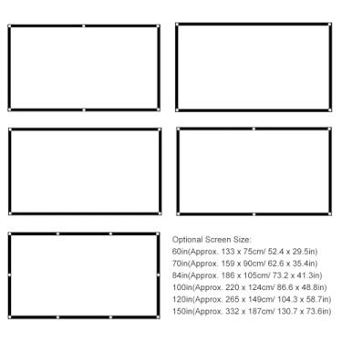 Imagem de KIMISS Tela de Projetor Portátil HD 16:9 - Cortina de Projeção de Poliéster Dobrável para Uso Interno e Externo, Ideal para Apresentações de Home Theater e Escritório (#14)