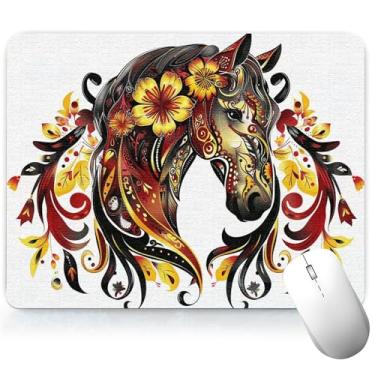 Imagem de Tapete de mesa de couro para cavalo, mouse pad de arte colorida, teclado de computador, mouse pad para jogos, protetor e capa à prova d'água, couro sintético decorativo para laptop, decoração de