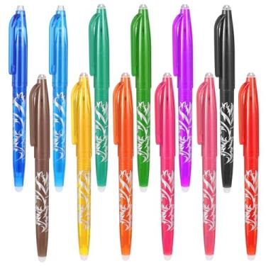 Imagem de Hpmjz 12 canetas apagáveis a quente para tecido, canetas marcadoras de tecido, marcadores de tecido, sem linhas fantasmas, tinta que desaparece para marcação precisa para costurar, bordar, faça você