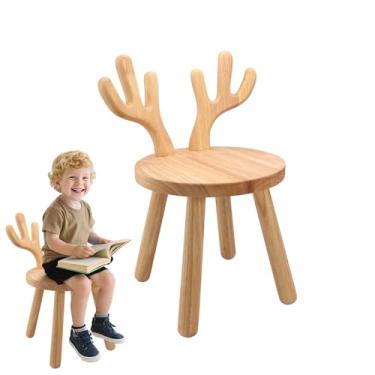 Imagem de Banqueta de madeira para crianças, cadeira de mesa infantil com tapete antiderrapante para os pés, cera de madeira, mesa sensorial para sala de jogos, sala de aula, meninos, meninas, 25 cm C x 25 cm L