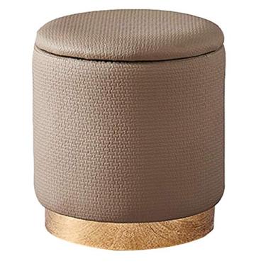 Imagem de FAMEOYA Banco de pés otomano redondo de veludo com tampa de armazenamento para sala de estar, quarto, pufe vintage, mesa estofada, apoio para os pés (cinza escuro 40 x 43 cm)