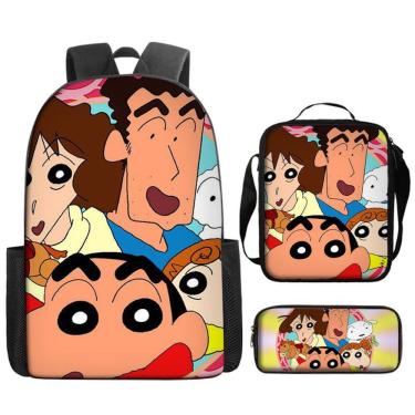 Imagem de Conjunto de mochilas Crayons Shins chans Cartoon Kids School 3 unidades