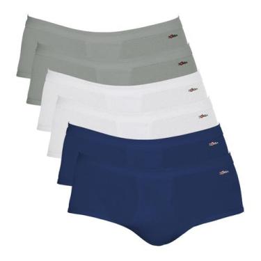 Imagem de Kit 6 Cuecas Zorba Slip Linea com Abertura Algodão 185 Branco/Grafite/