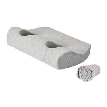 Imagem de AFXGUSD Travesseiro Respirável de Espuma Viscoelástica com Orifício para Orelha, Confortável para Dormir, com Design Portátil para Quem Dorme de Lado, Adequad, Cinza Claro, Tamanho real