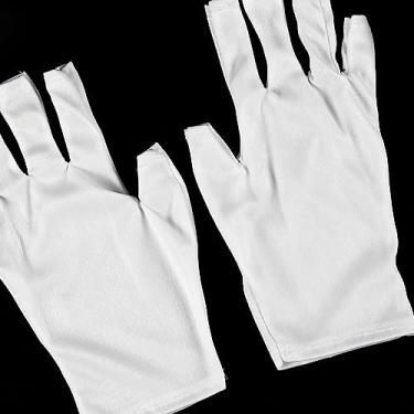 Imagem de Semme Luvas de Proteção UV Elásticas Sem Dedos de Malha Luvas de Proteção Profissional Brancas para Manicure e Atividades Ao Ar Livre (Longa)