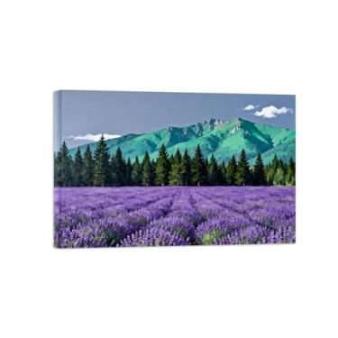 Imagem de Arte de parede paisagem imagem em tela - árvore de montanha flor campo decoração moderna impressão pintura para sala de estar pronto para pendurar 70x105cm27x41in tela embrulhada