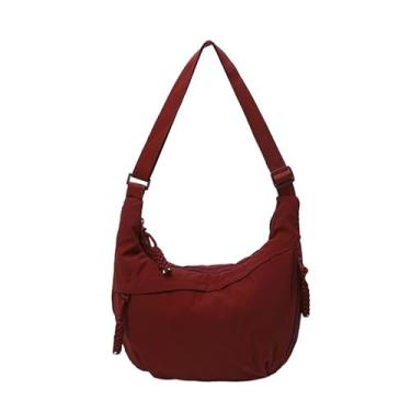 Imagem de Bolsa de ombro de nylon de alta capacidade feminina transversal carteiro lazer versátil bolsas e bolsas Hobos, Vermelho, One Size