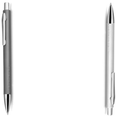 Imagem de Caneta Esferográfica em Alumínio, Escrita Azul, Retrátil com Grip Antiderrapante, Uso Profissional, 10 Unidades (Cinza e Prata)