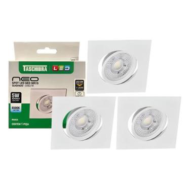 Imagem de Kit 3 Spot Led Neo Mr16 Embutir Quadrado 5w Taschibra 6500k