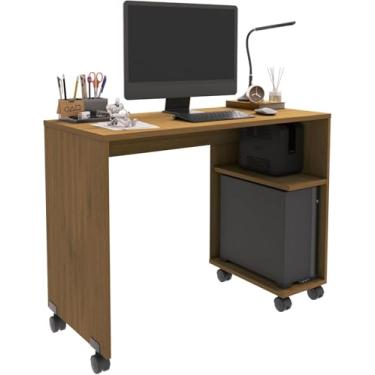 Imagem de Escrivaninha Beauty Mesa Computador Notebook Nicho Para Gabinete E Rodízios (freijo)