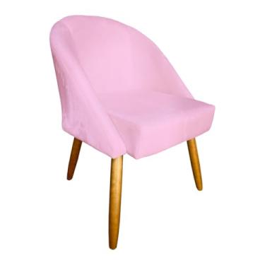 Imagem de Poltrona Cadeira de Jantar Lua - Estofada em Suede de Luxo com Pés Palito, Elegante e Confortável para Ambientes Domésticos (Rosa)