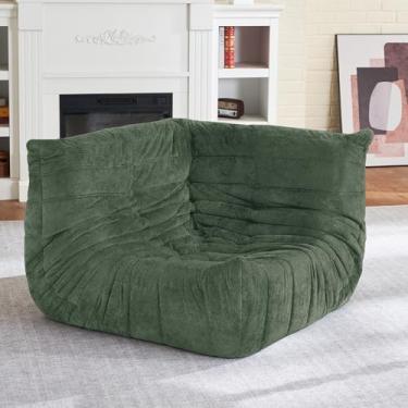 Imagem de HABUTWAY Cadeira Bean Bag, cadeiras de espuma viscoelástica para adultos, cadeira de canto lareira, sofá de canto preguiçoso para sala de estar, quarto, dormitório, escritório (verde)
