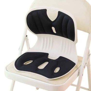 Imagem de Assento Ergonômico Estofado com Apoio Lombar, 33x35cm, Espuma Alta Densidade, Capa Removível Lavável, Antiderrapante, Portátil, 780g