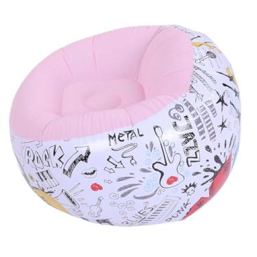 Imagem de POCREATION Espreguiçadeira Inflável, sofá Portátil de PVC Flocado Adequado para a Pele Com Design Ergonômico para Uso Interno e Externo, Acampamento, Praia, Piquenique (Rosa)